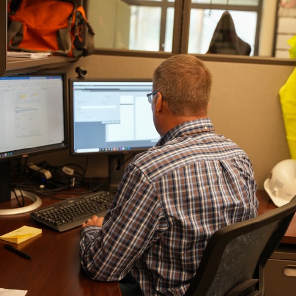 Man at workstation